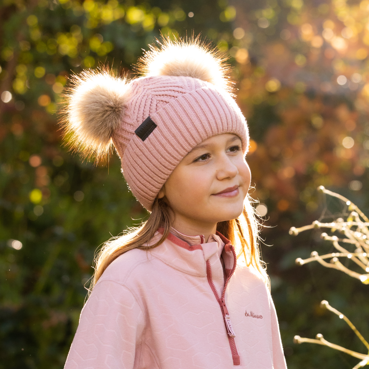 LeMieux Mini Double Pom Beanie - Model - Front View