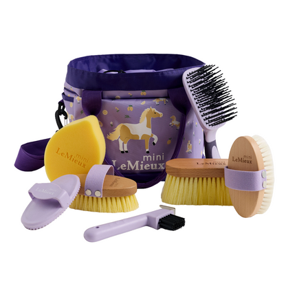 LeMieux Mini Lemon Grooming Set  bag view in Lilac