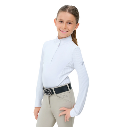 Girl's Tori Jr. 2.0 Long Sleeve Show Shirt - Glam Time - White Collar Detail