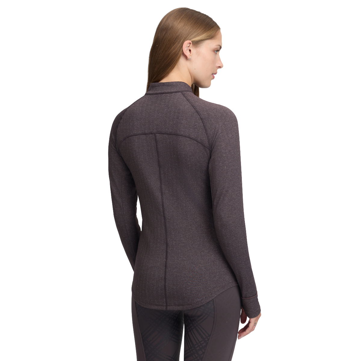 LeMieux Women's Heritage Herringbone Base Layer-Cocoa-model View