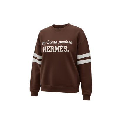 Equine & Design Printed Varsity Drop Shoulder Sweatshirt