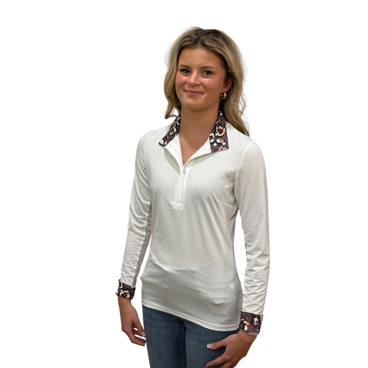 Kastel Women's 1/4 Zip Tailored Long Sleeve Show Shirt