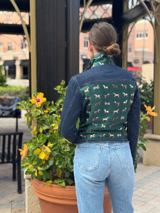 The Dark Denim Jacket / Equine Elegance  / Hunter Green