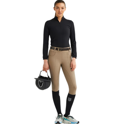 Maya Delorez Women's Half Seat Compression Breeches-Beige- Front View