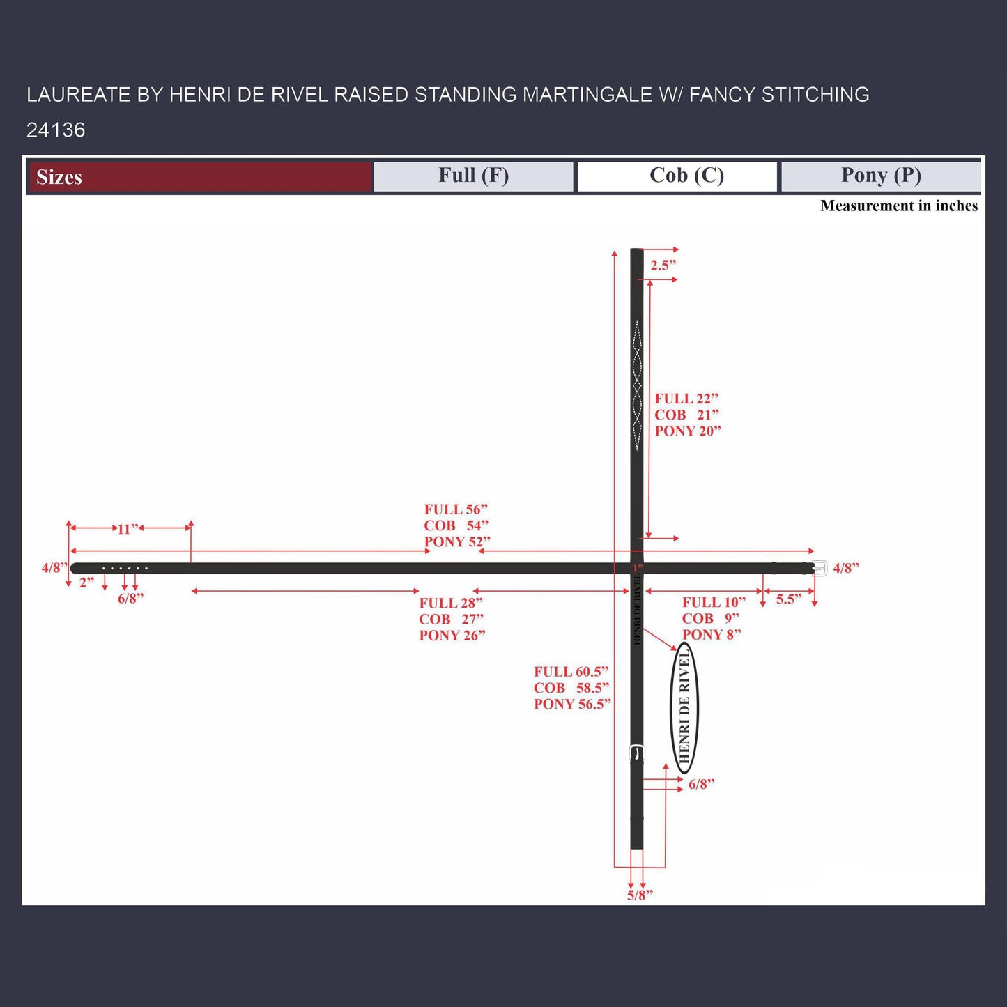 Laureate by Henri de Rivel Raised Standing Martingale With Fancy Stitching - Sale