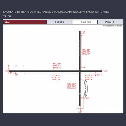 Laureate by Henri de Rivel Raised Standing Martingale With Fancy Stitching - Sale