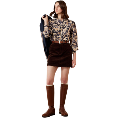 Ariat Women's Cricklade Blouse model view in Navy Coinside print