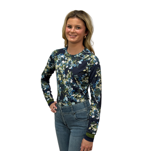 Kastel Women's Long Sleeve Crewneck With Striped Cuff