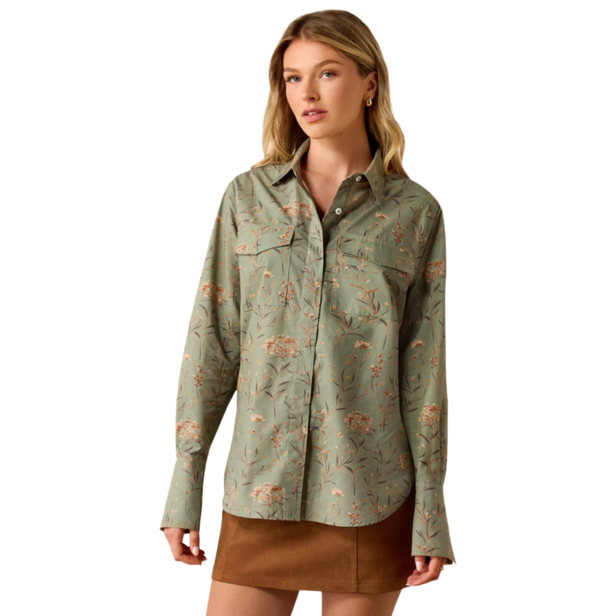 Ariat Women's Wolseley Long Sleeve Shirt model view in Botanical 