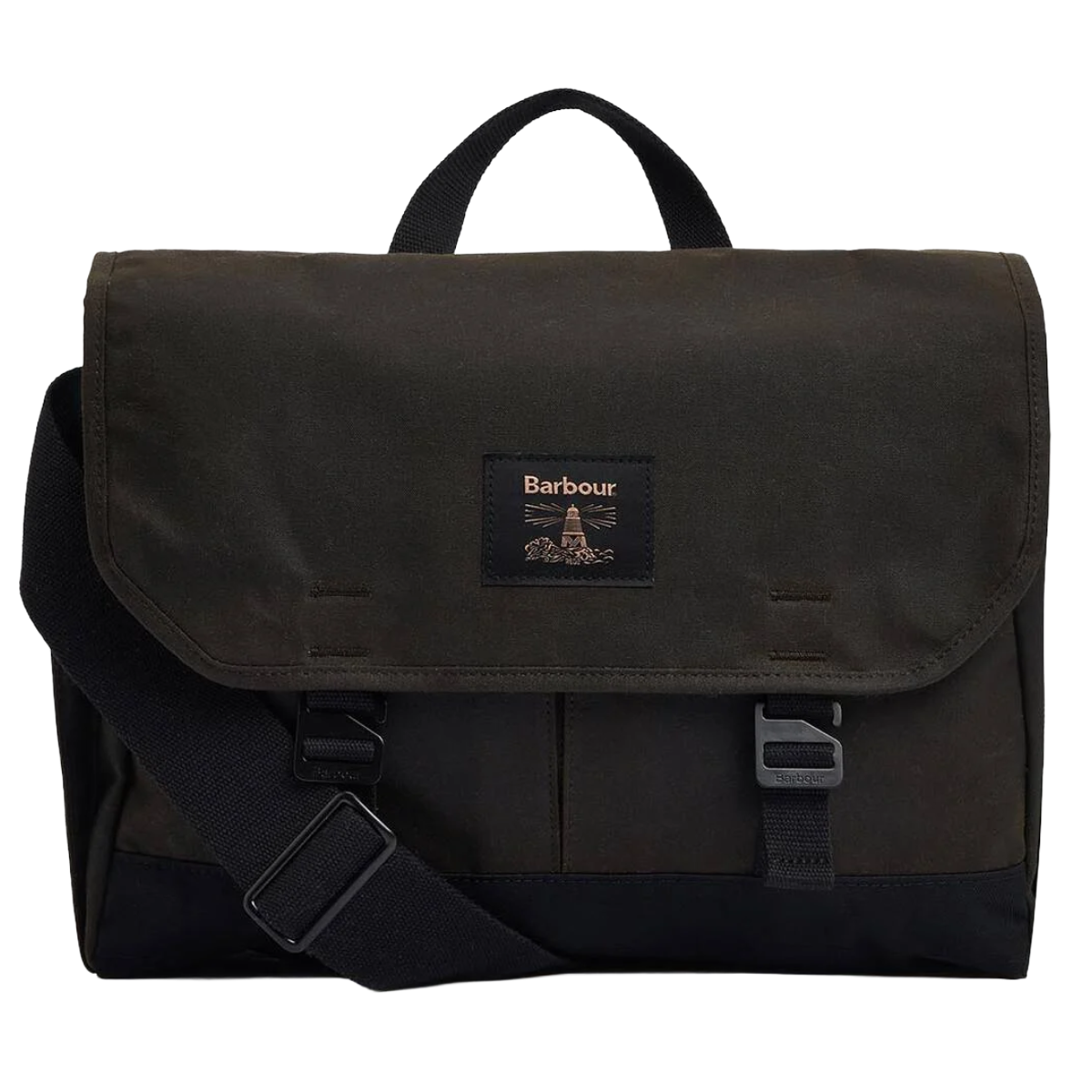 Barbour Field Wax Messenger Bag , olive, front view