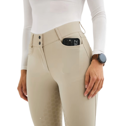 Maya Delorez Women's Classic Half Seat Breeches 2.0-Beige-Front Pocket View