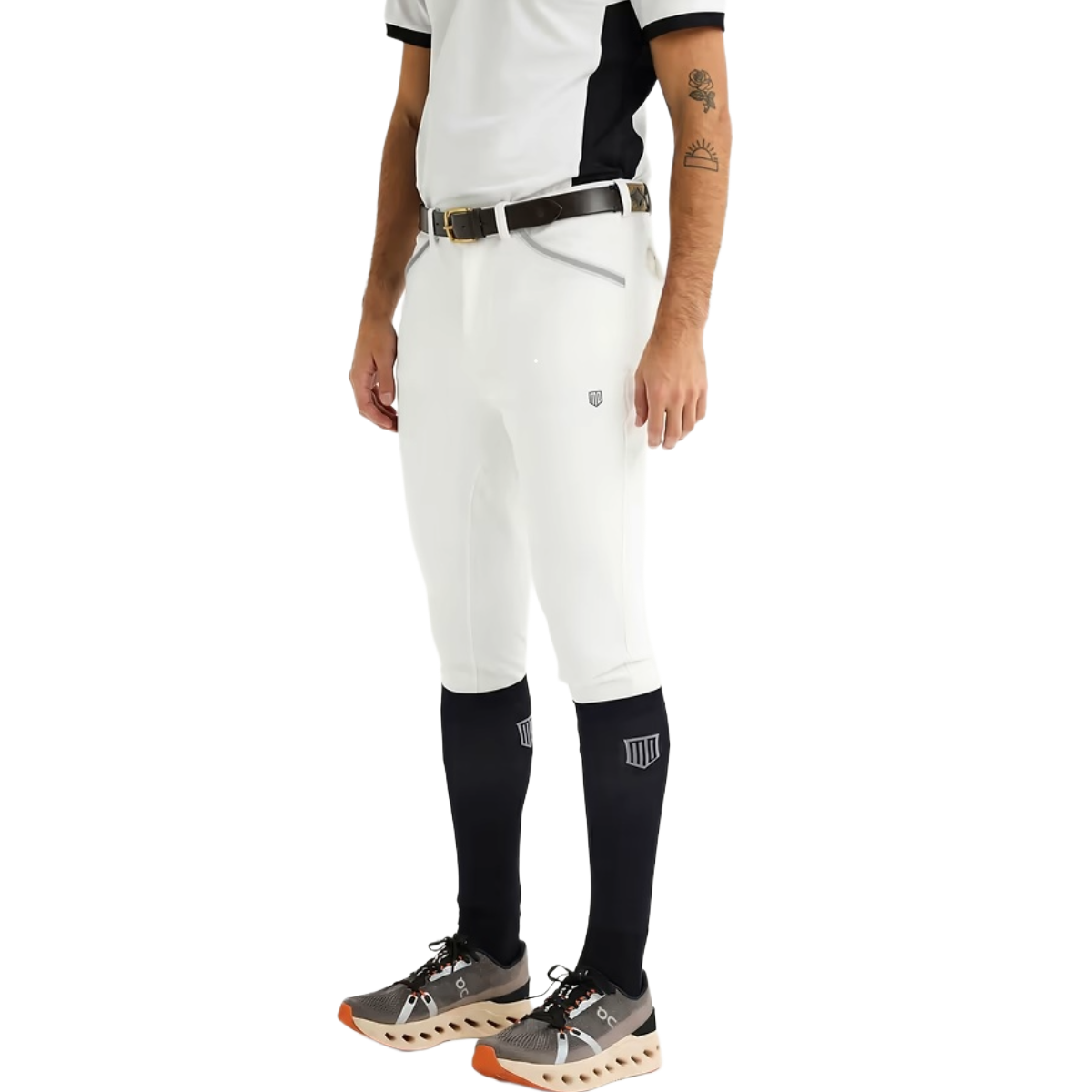 Maya Delorez Men's Half Seat Sport Breeches-White-Front View