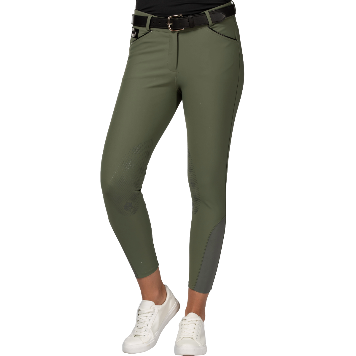 Equinavia Women's Elisabet Knee Patch Breeches - green - model front view