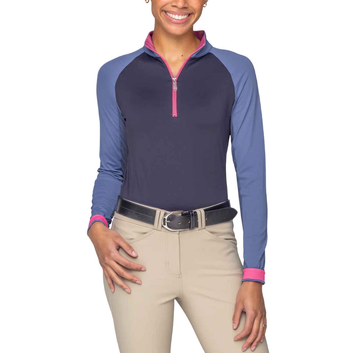 Kastel Women's Color Block Long Sleeve 1/4 Zip Sun Shirt