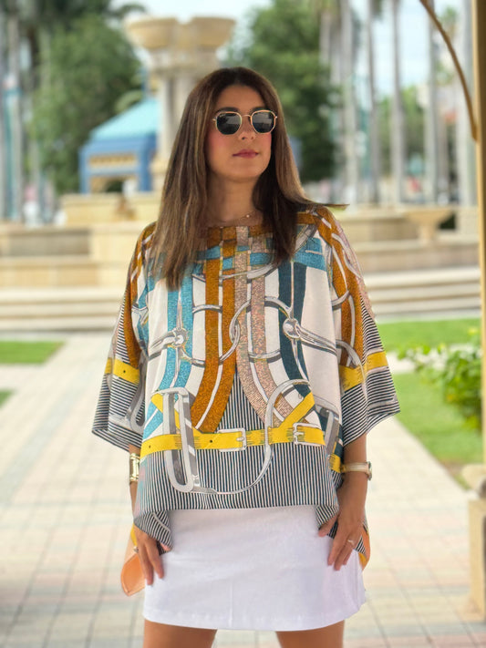 Stacy Bradley Design - Tunic - Bit Greens & Taupe