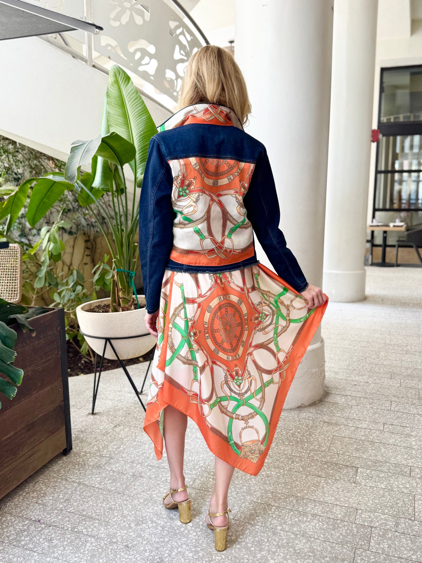 Stacy Bradley Design, The Dark Denim Jacket - Orange Stirrup