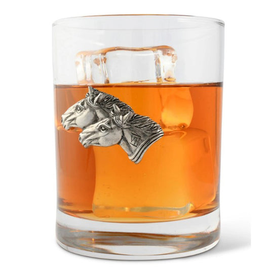 Arthur Court Running Horse Double Old Fashioned Glass