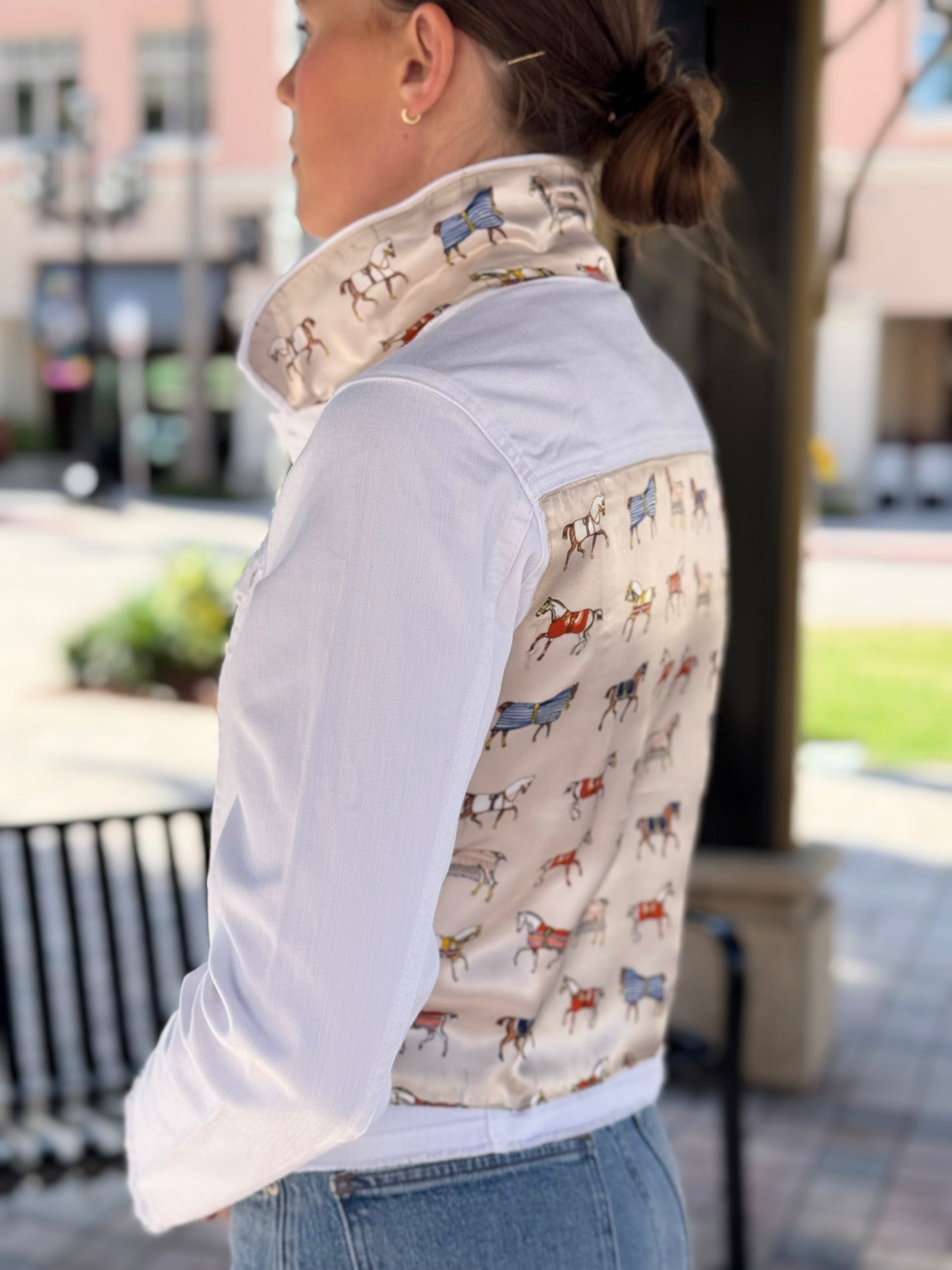 The White Denim Jacket / Equine Elegance  / Pearl White