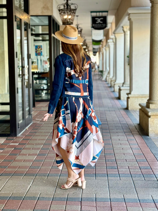 Stacy Bradley Design - Silk Dress - Navy Strap & Buckle