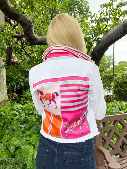 Stacy Bradley Design, The White Denim Jacket - Pink Horse