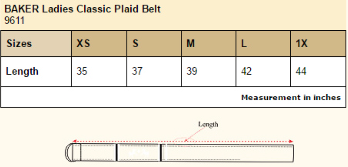 Baker Ladies Classic Plaid Belt