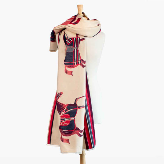 Urban Equestrian  Equus -  Crimson Equestrian Motif Luxe Shawl