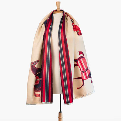 Urban Equestrian  Equus -  Crimson Equestrian Motif Luxe Shawl
