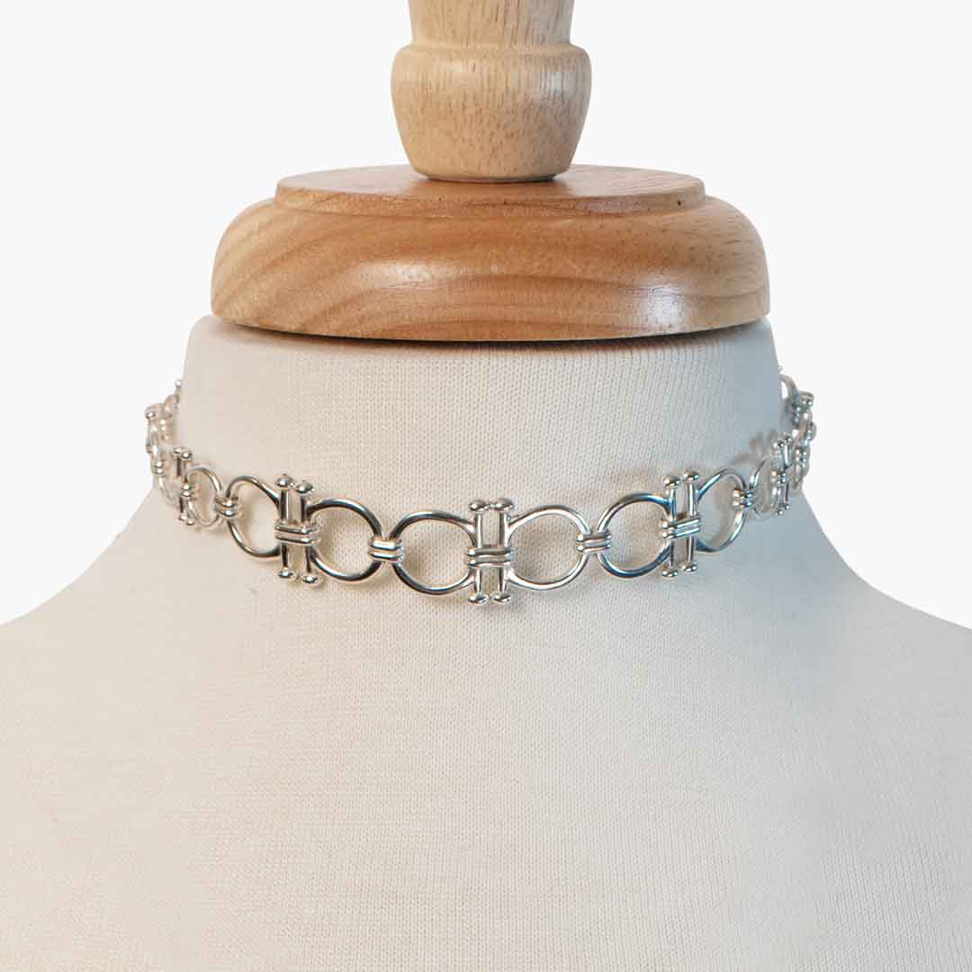 Urban Equestrian  Bocara - Horse Bit Chain Link Equestrian Necklace in Silver