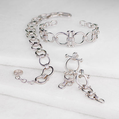 Urban Equestrian  Chapelle - Horseshoe Link Equestrian Bracelet in Silver