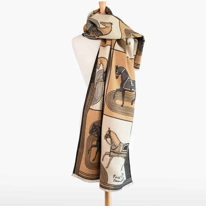 Urban Equestrian  Cavallo -  Caramel Equestrian Motif Luxe Shawl