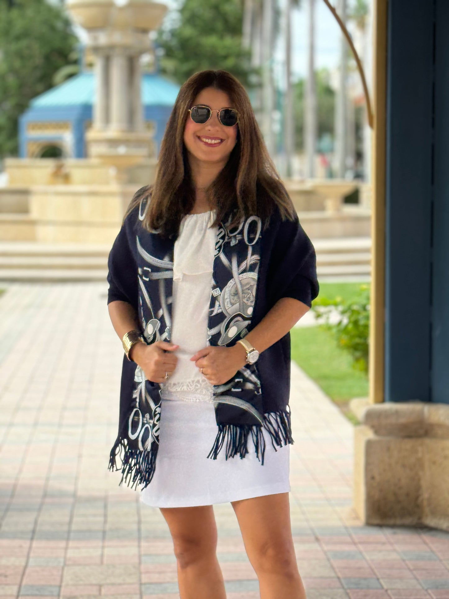 Stacy Bradley Design - Cozy Sweater Wrap - Navy - Silver Equestrian