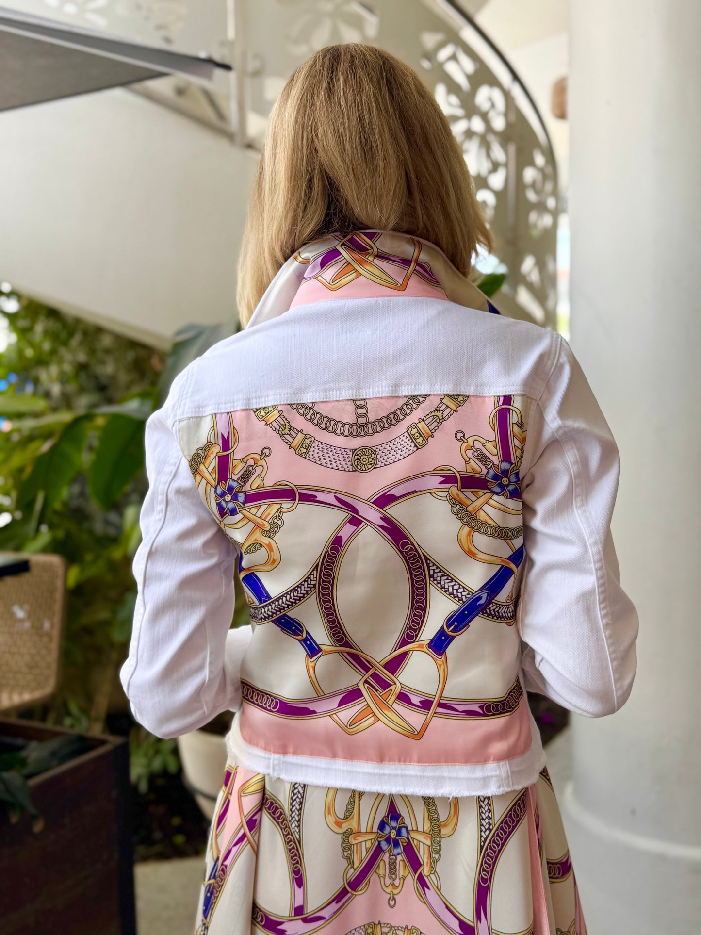 Stacy Bradley Design, The White Denim Jacket - Purple Stirrup