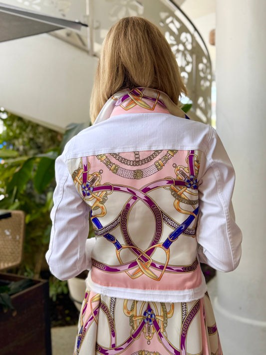 Stacy Bradley Design, The White Denim Jacket - Purple Stirrup