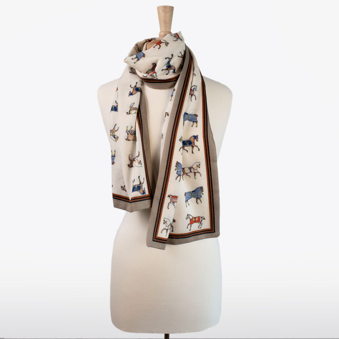 Urban Equestrian  The Paddock Wrap- Equestrian Motif Double Sided Jacquard Scarf