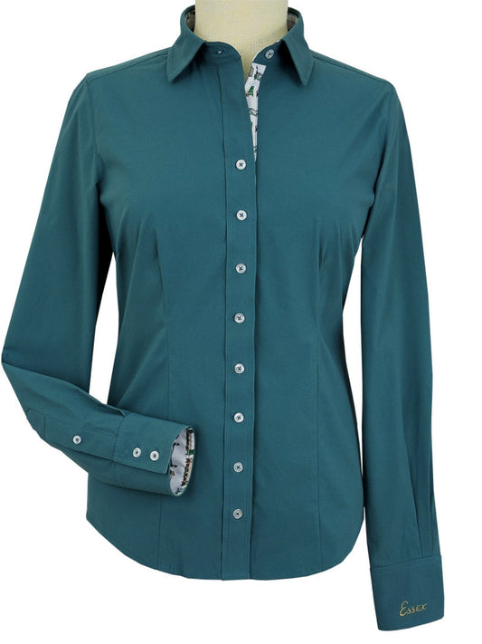 Essex Classics Ladies Dora II Schooling Shirt - Green with Hunter Derby Trim