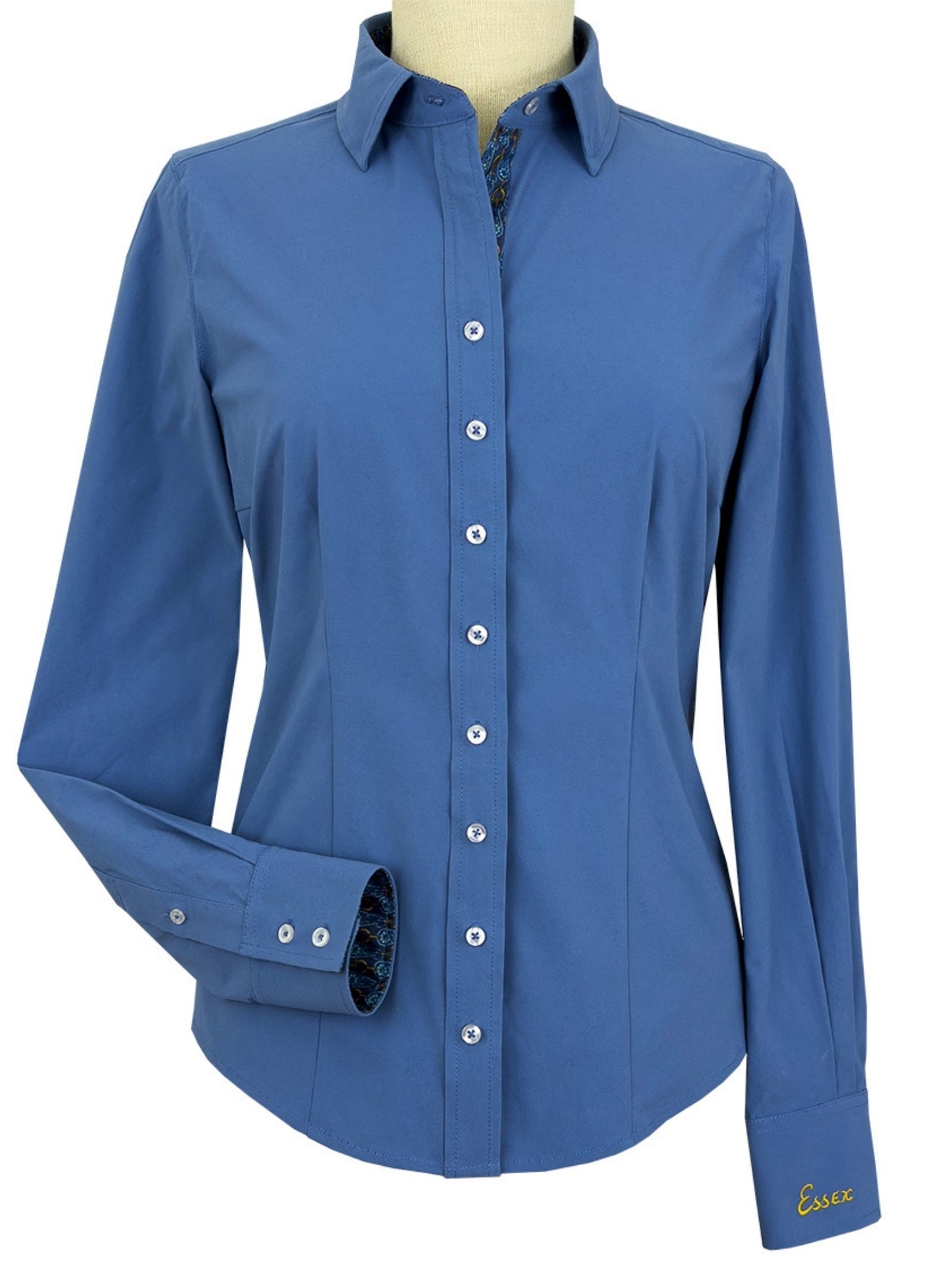 Essex Classics Ladies Dora II Schooling Shirt - Blue with Golden Snaffle Trim