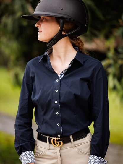 Essex Classics Ladies Dora II Schooling Shirt - Black with Bit by Bit Trim