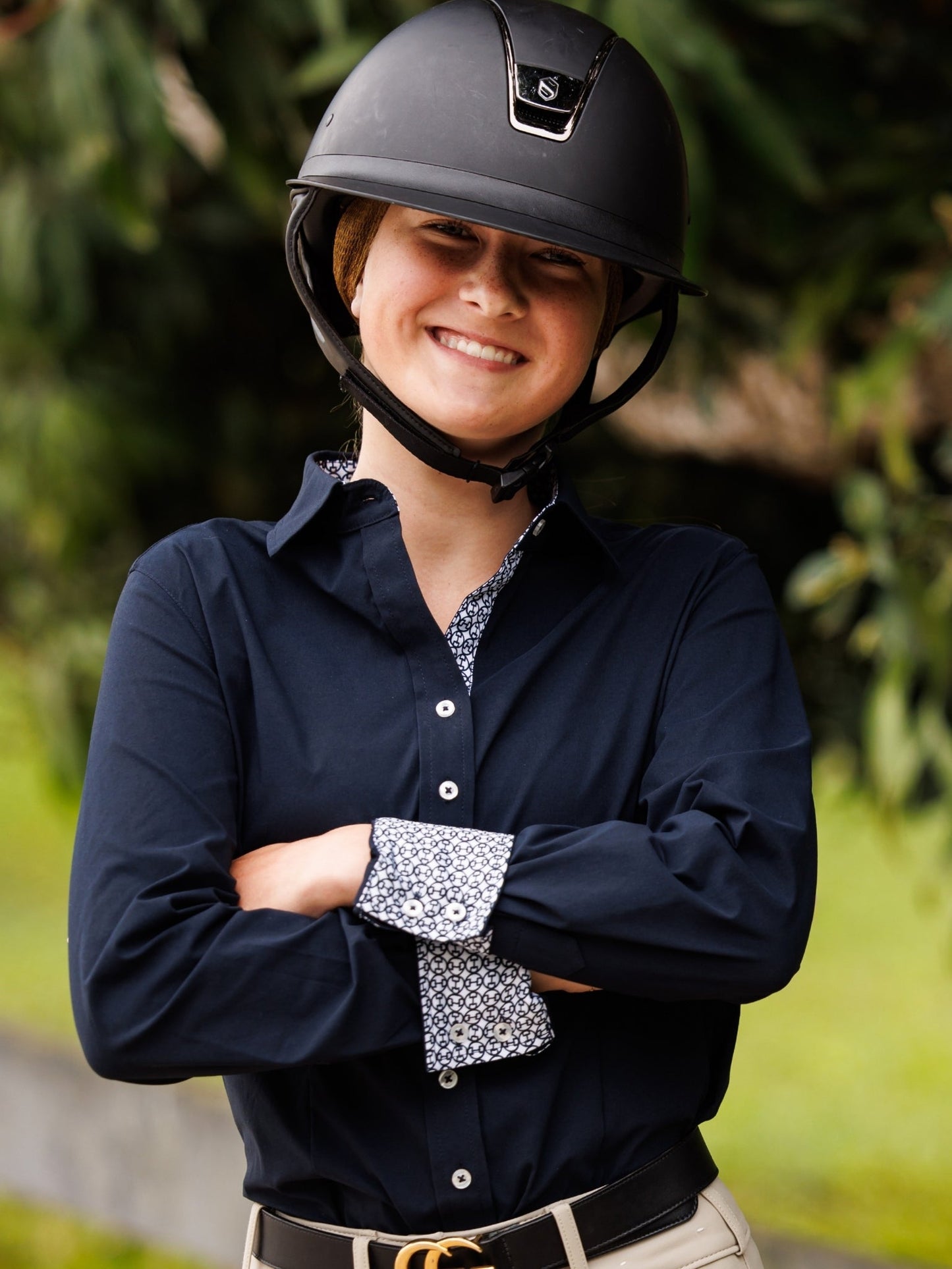 Essex Classics Ladies Dora II Schooling Shirt - Black with Bit by Bit Trim