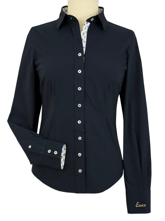 Essex Classics Ladies Dora II Schooling Shirt - Black with Happy Dogs Trim