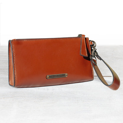 Urban Equestrian  Caravel Wristlet Clutch - Luxury Leather Handbag in Cognac