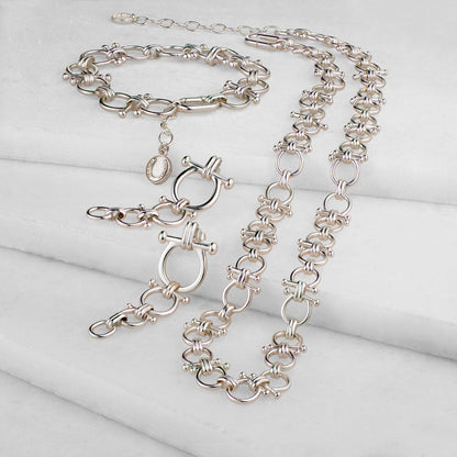 Urban Equestrian  Bocara - Horse Bit Chain Link Equestrian Necklace in Silver