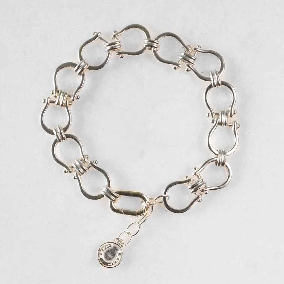 Urban Equestrian  Chapelle - Horseshoe Link Equestrian Bracelet in Silver