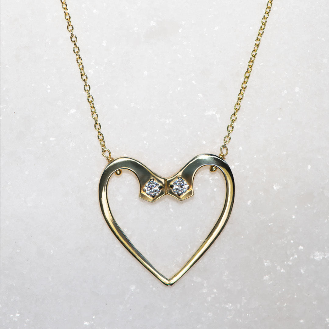 Urban Equestrian  Charmed - Mossanite Equestrian Horseshoe Nail Head Necklace in Gold