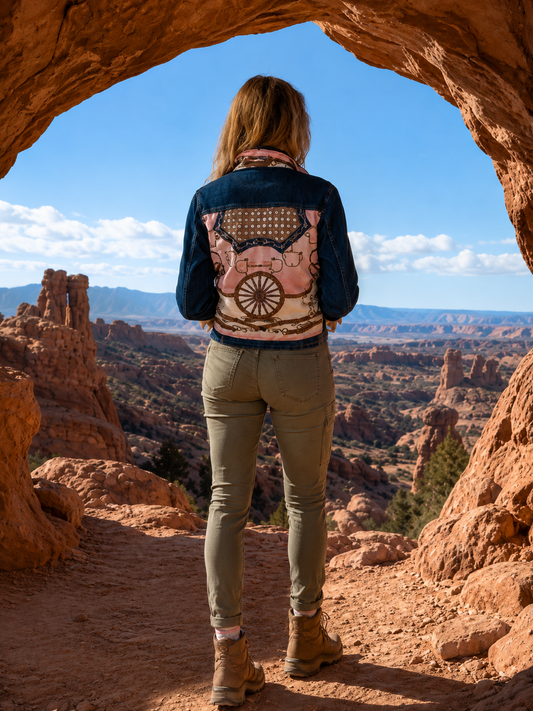 Stacy Bradley Design, The Dark Denim Jacket - Blush Bit
