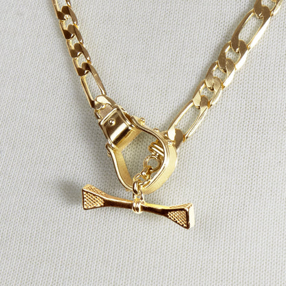 Urban Equestrian  Cortina - Cuban Chain Western Stirrup Bracelet in Gold