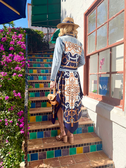 The Light Denim Jacket / Blue Motif with Straps