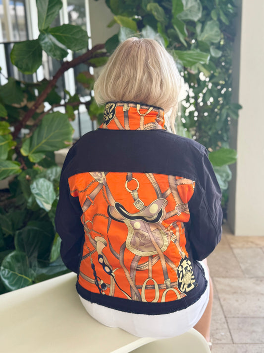 Stacy Bradley Design, The Black Denim Jacket - Orange Equestrian