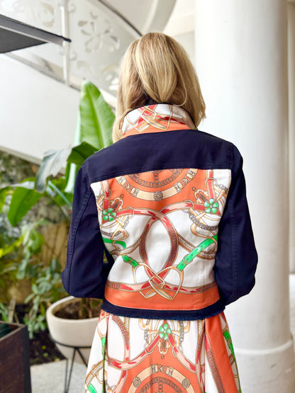 Stacy Bradley Design, The Dark Denim Jacket - Orange Stirrup
