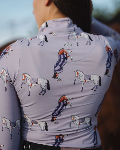 D. D. Prints With A Purpose PURPLE PONY CLUB Long Sleeved Training Shirt