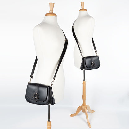 Urban Equestrian  Del Rey - Equestrian Horse Bit Crossbody Luxury Leather Handbag in Black